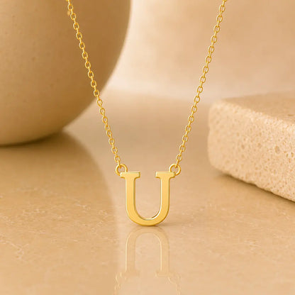Buchstaben Collier Damen 585 Gold - diamantierte Ankerkette verstellbar 43cm