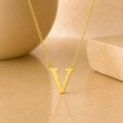 Buchstaben Collier Damen 585 Gold - diamantierte Ankerkette verstellbar 43cm