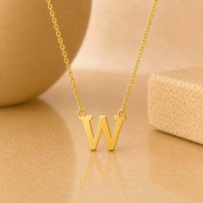Buchstaben Collier Damen 585 Gold - diamantierte Ankerkette verstellbar 43cm