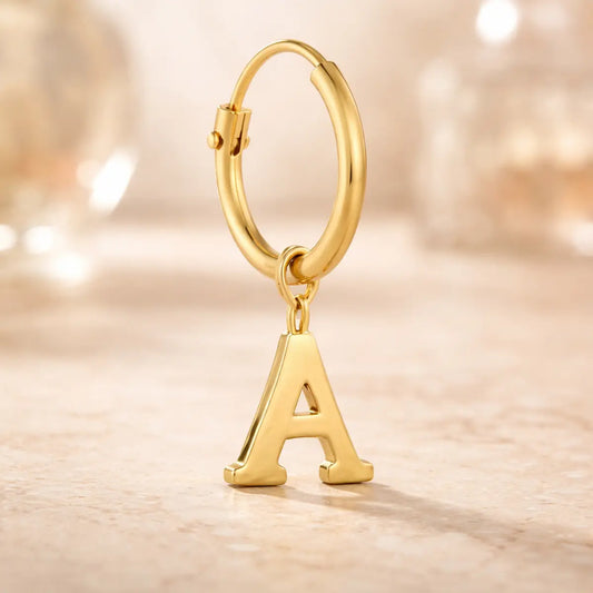 Damen Creolen 585 Gold Buchstabe Anhänger - Einzelne Creole