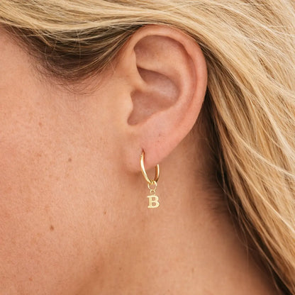 Damen Creolen 585 Gold Buchstabe Anhänger - Einzelne Creole
