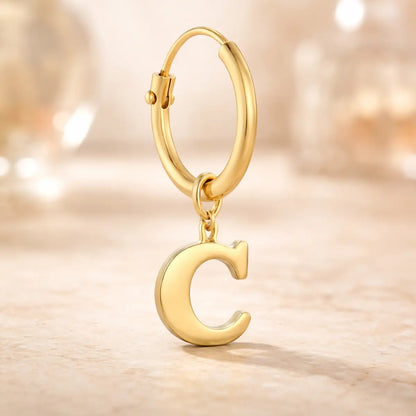 Damen Creolen 585 Gold Buchstabe Anhänger - Einzelne Creole