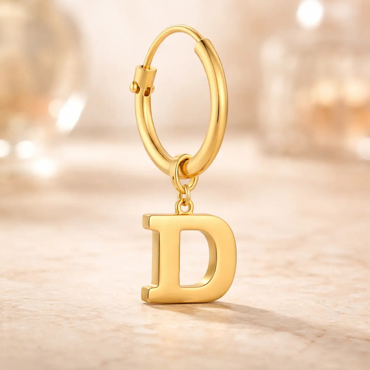 Damen Creolen 585 Gold Buchstabe Anhänger - Einzelne Creole