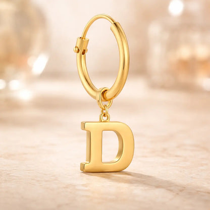 Damen Creolen 585 Gold Buchstabe Anhänger - Einzelne Creole