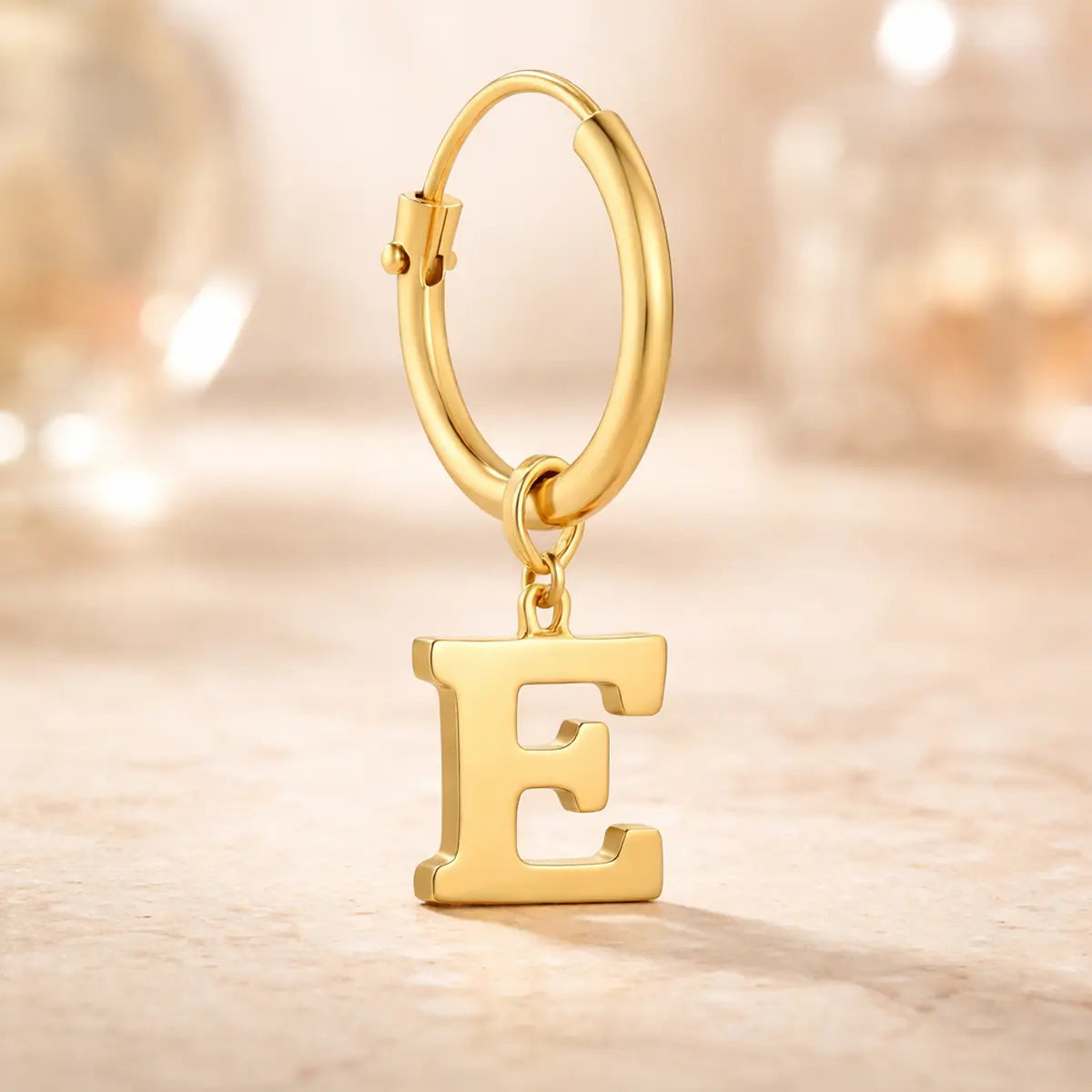 Damen Creolen 585 Gold Buchstabe Anhänger - Einzelne Creole