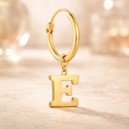 Damen Creolen 585 Gold Buchstabe Anhänger - Einzelne Creole