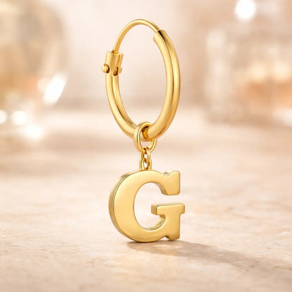 Damen Creolen 585 Gold Buchstabe Anhänger - Einzelne Creole
