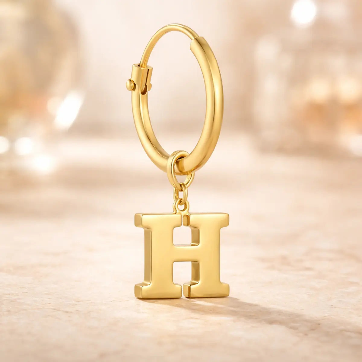 Damen Creolen 585 Gold Buchstabe Anhänger - Einzelne Creole