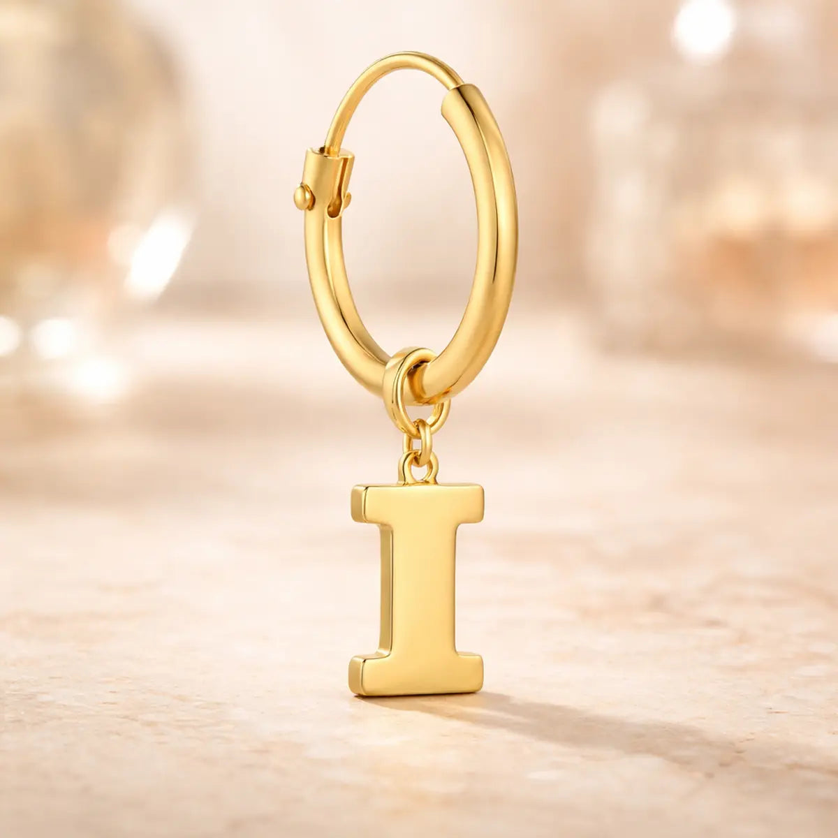 Damen Creolen 585 Gold Buchstabe Anhänger - Einzelne Creole