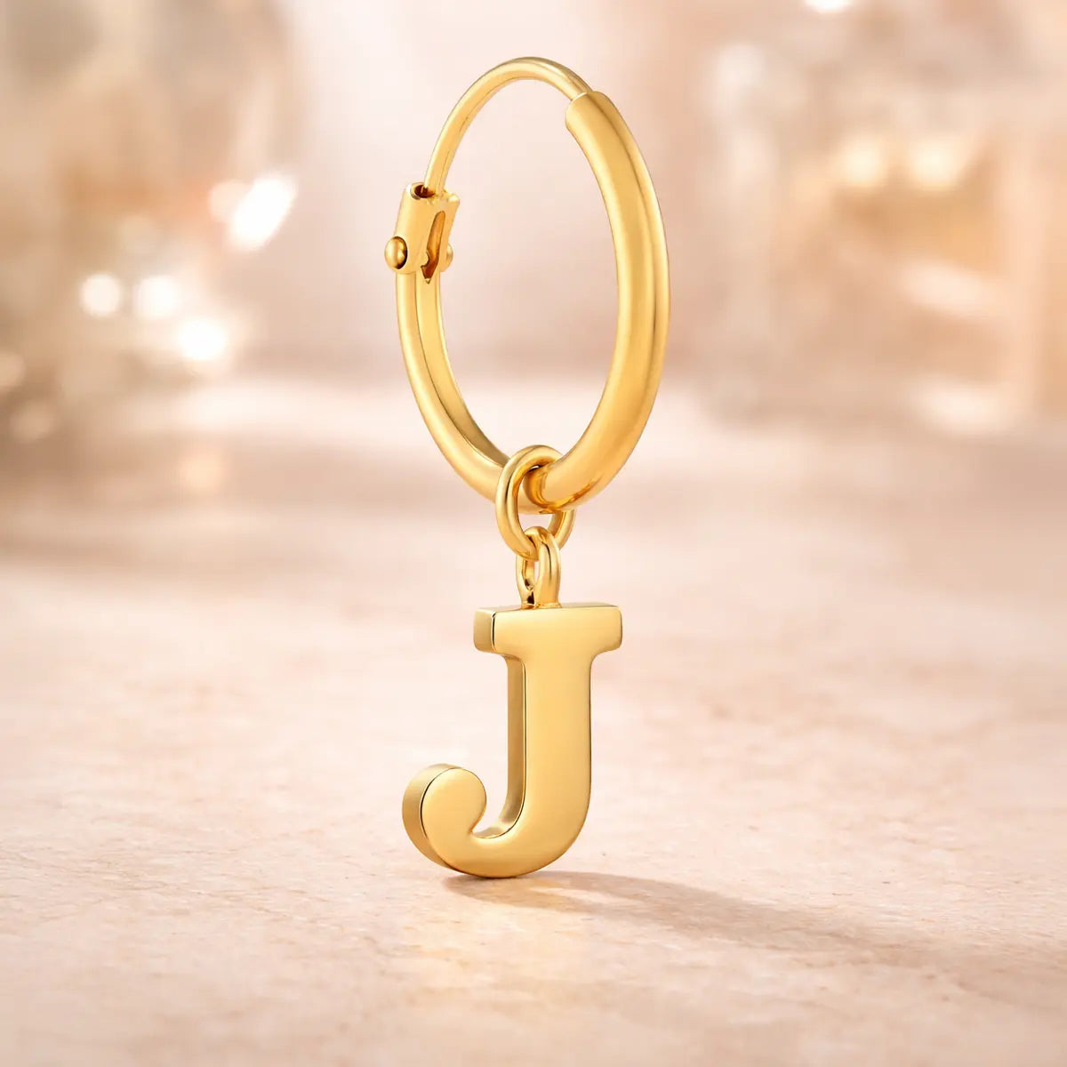 Damen Creolen 585 Gold Buchstabe Anhänger - Einzelne Creole
