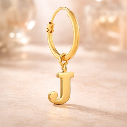 Damen Creolen 585 Gold Buchstabe Anhänger - Einzelne Creole