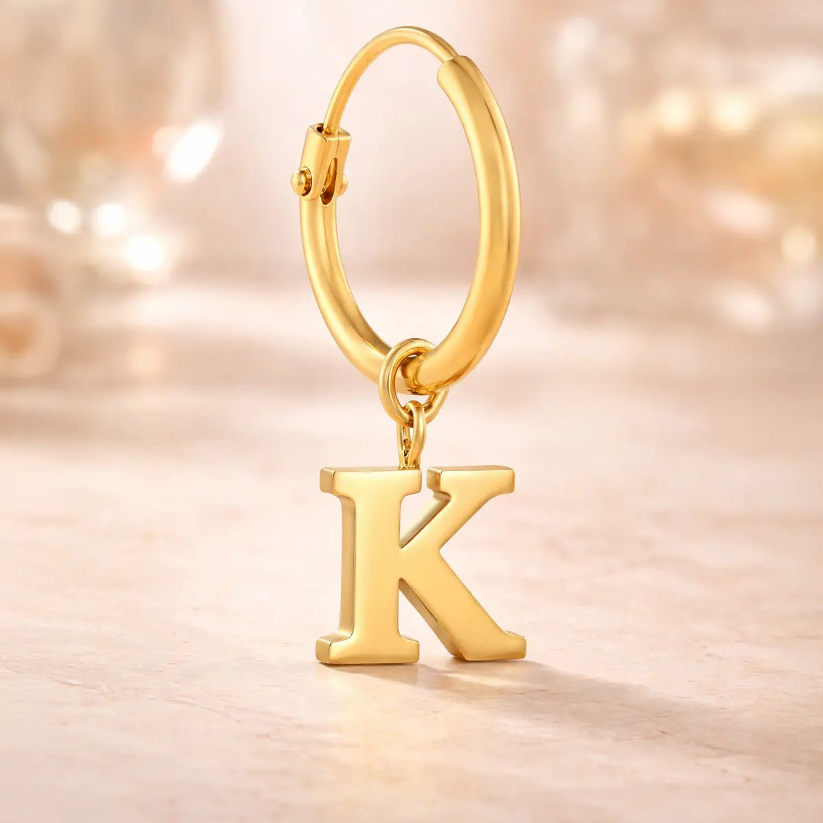 Damen Creolen 585 Gold Buchstabe Anhänger - Einzelne Creole