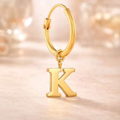Damen Creolen 585 Gold Buchstabe Anhänger - Einzelne Creole