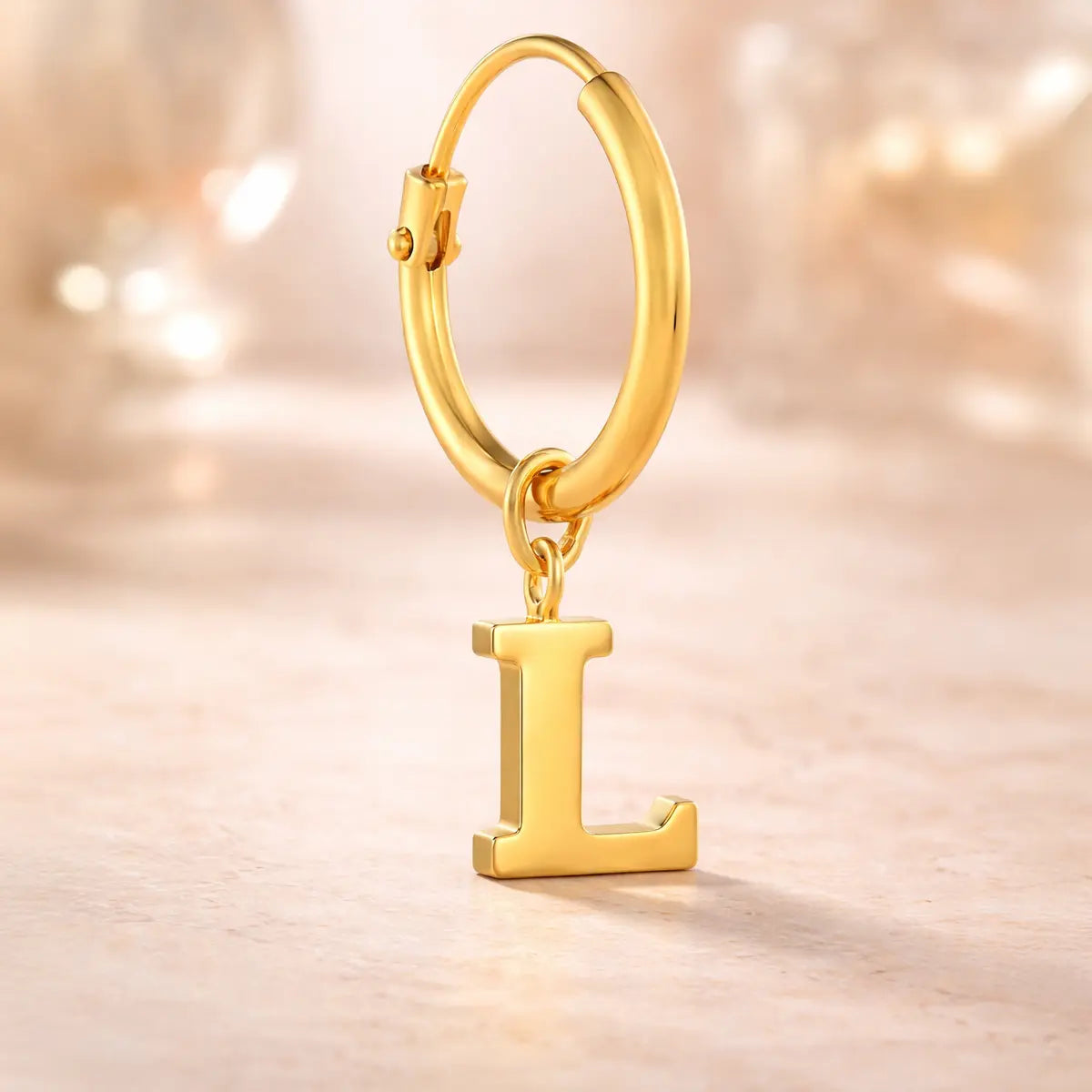 Damen Creolen 585 Gold Buchstabe Anhänger - Einzelne Creole