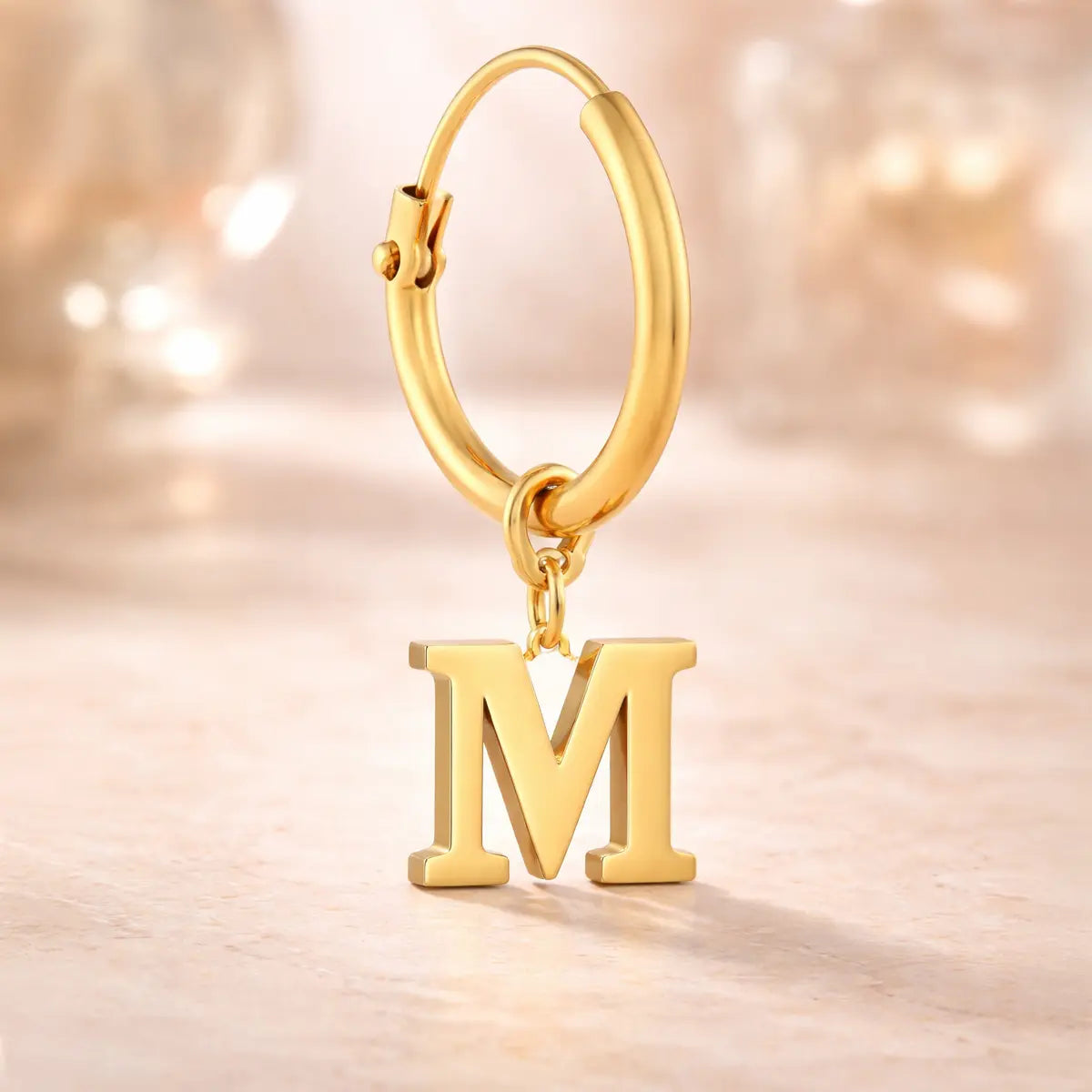Damen Creolen 585 Gold Buchstabe Anhänger - Einzelne Creole