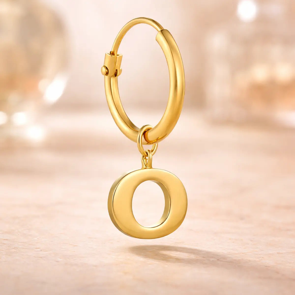 Damen Creolen 585 Gold Buchstabe Anhänger - Einzelne Creole