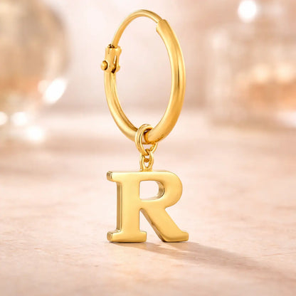 Damen Creolen 585 Gold Buchstabe Anhänger - Einzelne Creole
