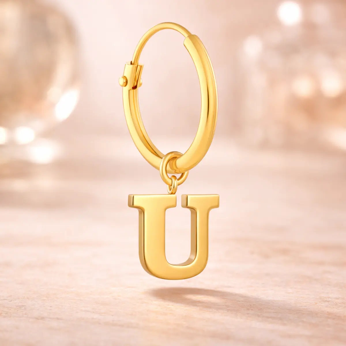 Damen Creolen 585 Gold Buchstabe Anhänger - Einzelne Creole