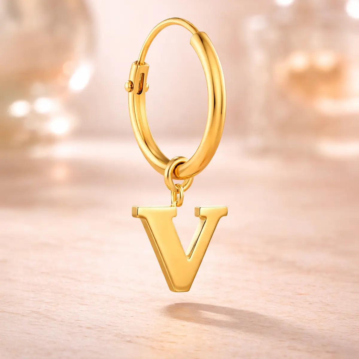 Damen Creolen 585 Gold Buchstabe Anhänger - Einzelne Creole