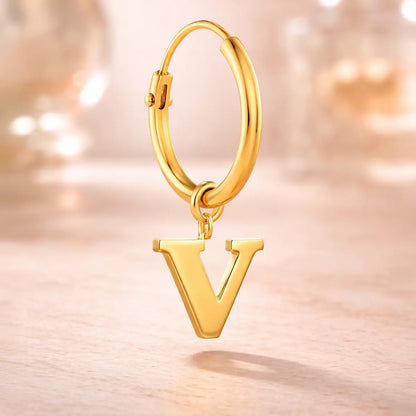 Damen Creolen 585 Gold Buchstabe Anhänger - Einzelne Creole