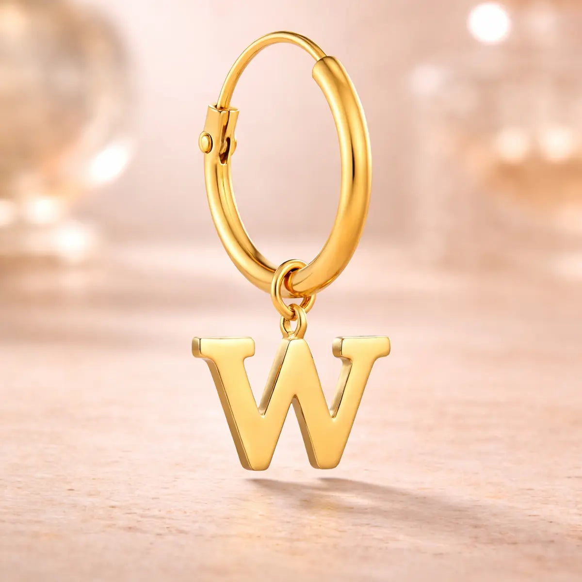 Damen Creolen 585 Gold Buchstabe Anhänger - Einzelne Creole