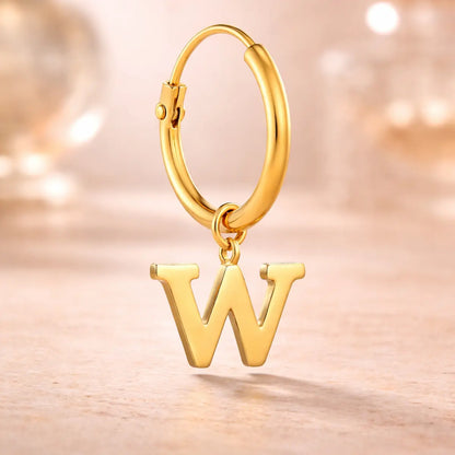 Damen Creolen 585 Gold Buchstabe Anhänger - Einzelne Creole