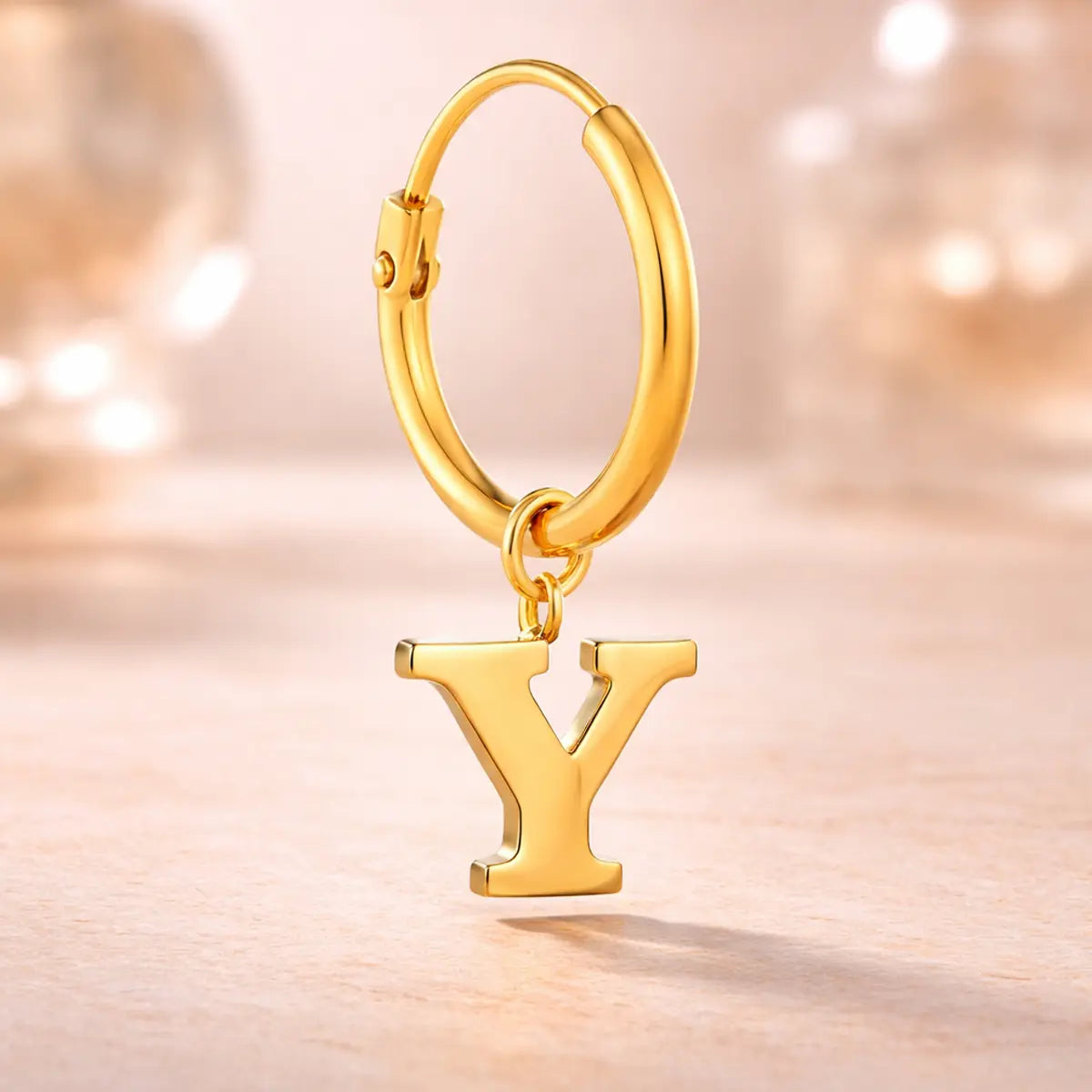 Damen Creolen 585 Gold Buchstabe Anhänger - Einzelne Creole