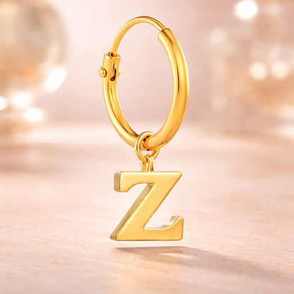 Damen Creolen 585 Gold Buchstabe Anhänger - Einzelne Creole