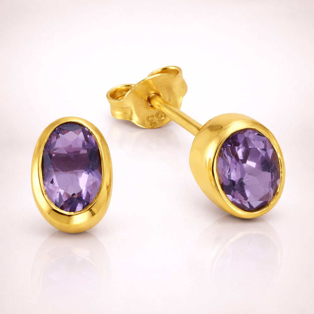 Damen Ohrstecker 375 Gelbgold mit Edelstein - 0,7cm