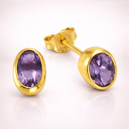 Damen Ohrstecker 375 Gelbgold mit Edelstein - 0,7cm