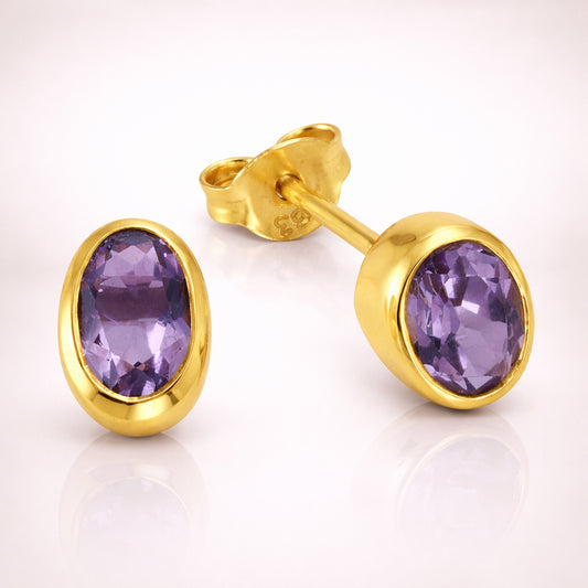 Damen Ohrstecker 375 Gelbgold mit Edelstein - 0,7cm