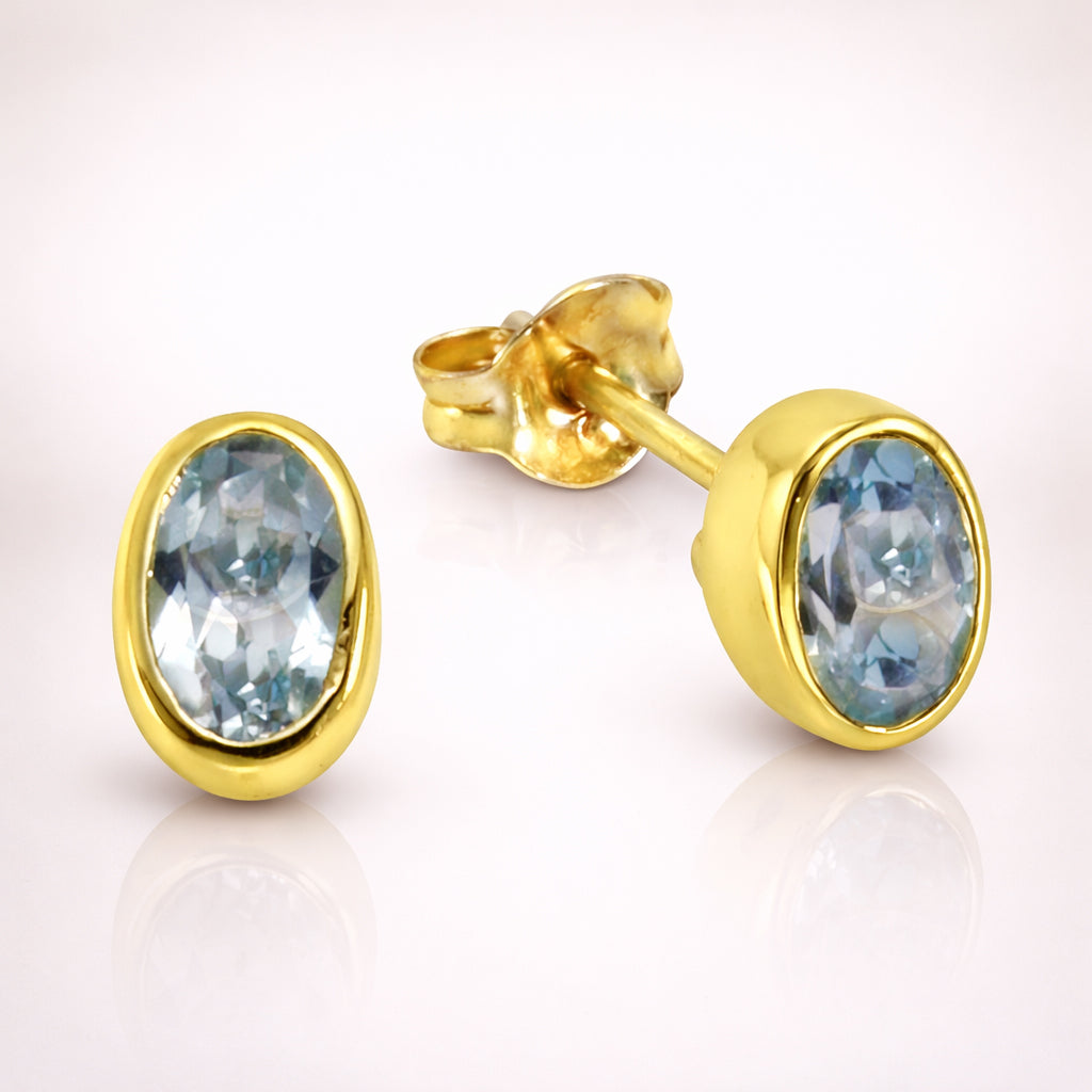 Damen Ohrstecker 375 Gelbgold mit Edelstein - 0,7cm
