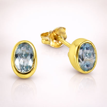 Damen Ohrstecker 375 Gelbgold mit Edelstein - 0,7cm
