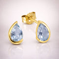 Damen Ohrstecker 585 Gelbgold mit Blautopas Tropfen - 0,7cm