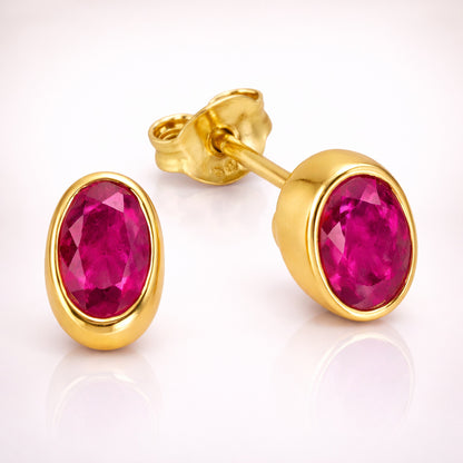 Damen Ohrstecker 375 Gelbgold mit Edelstein - 0,7cm