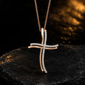 Kreuzanhänger Damen 585 Gold Weißgold Rotgold Bicolor mit 42 Diamanten Brillanten 0,231 ct - optional mit Ankerkette 42cm
