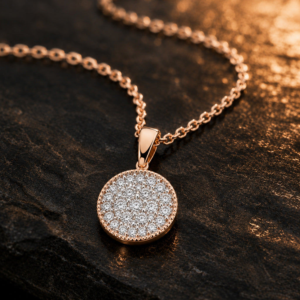 Anhänger Damen 585 Rotgold mit 24 Diamanten Brillanten 0,15 ct W/SI rund - optional mit Ankerkette 42cm