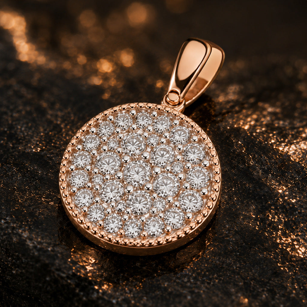 Anhänger Damen 585 Rotgold mit 24 Diamanten Brillanten 0,15 ct W/SI rund - optional mit Ankerkette 42cm