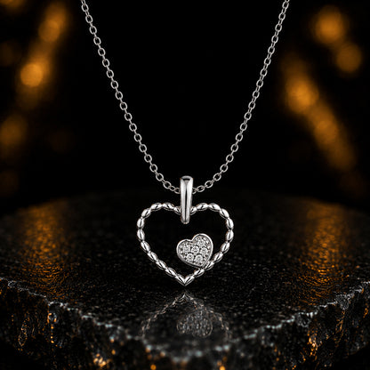 Herzanhänger Damen 585 Weißgold mit 6 Diamanten Brillanten 0,03 ct - optional mit Ankerkette 45cm