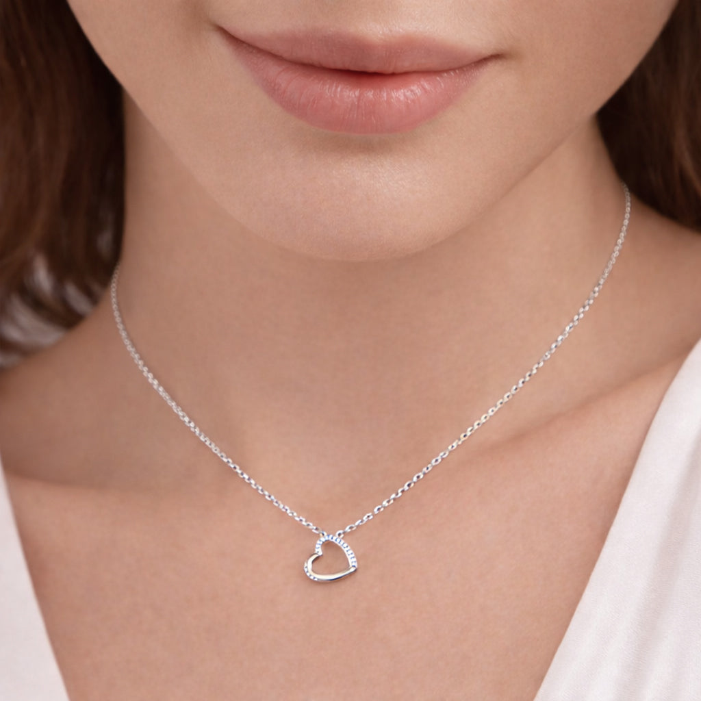 Kette mit Anhänger aus 925er Sterling-Silber, Zirkoniaherz