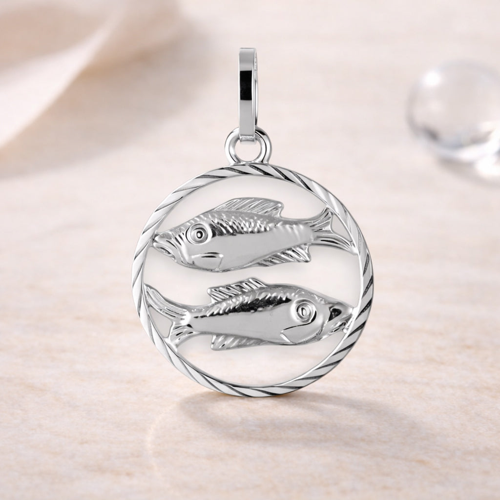 Sternzeichen Anhänger Damen 925 Sterling Silber rhodiniert 15mm - optional 45cm Kette