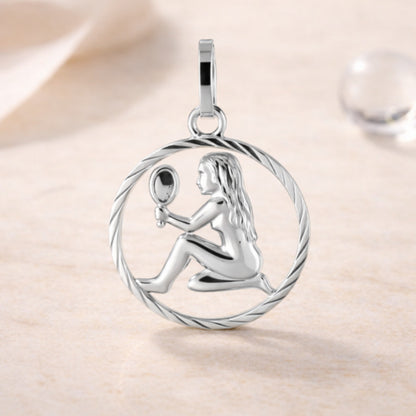 Sternzeichen Anhänger Damen 925 Sterling Silber rhodiniert 15mm - optional 45cm Kette