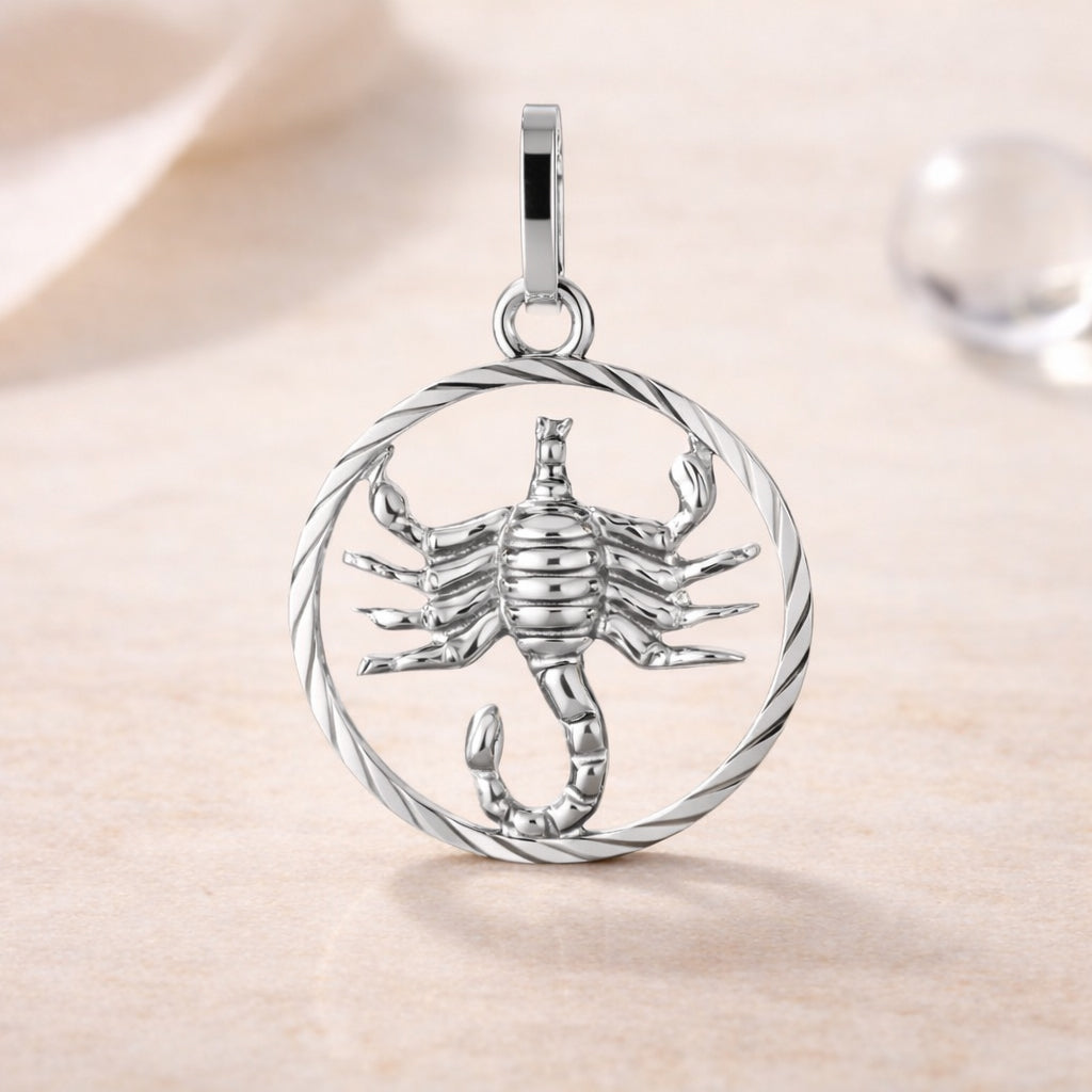 Sternzeichen Anhänger Damen 925 Sterling Silber rhodiniert 15mm - optional 45cm Kette