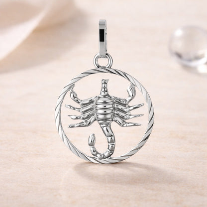Sternzeichen Anhänger Damen 925 Sterling Silber rhodiniert 15mm - optional 45cm Kette