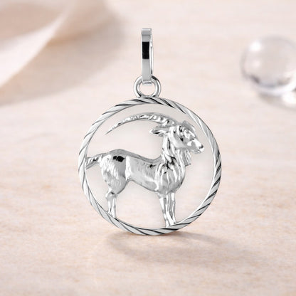 Sternzeichen Anhänger Damen 925 Sterling Silber rhodiniert 15mm - optional 45cm Kette