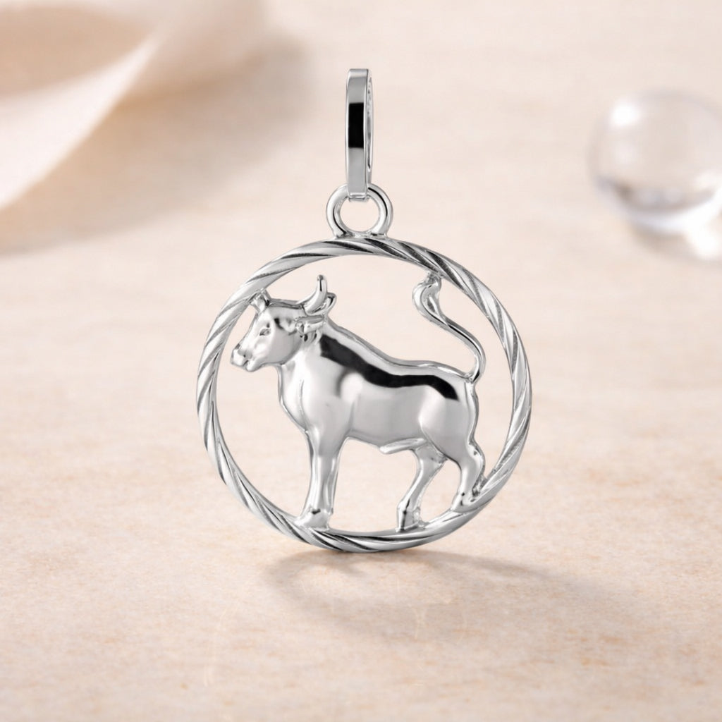 Sternzeichen Anhänger Damen 925 Sterling Silber rhodiniert 15mm - optional 45cm Kette
