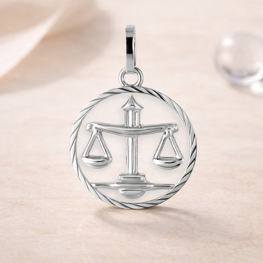 Sternzeichen Anhänger Damen 925 Sterling Silber rhodiniert 15mm - optional 45cm Kette