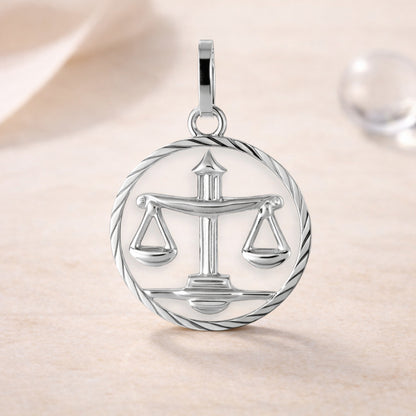 Sternzeichen Anhänger Damen 925 Sterling Silber rhodiniert 15mm - optional 45cm Kette