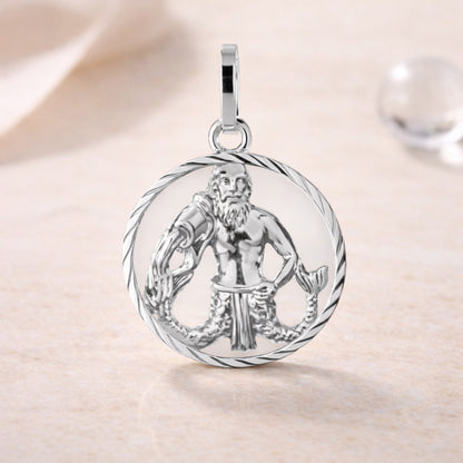 Sternzeichen Anhänger Damen 925 Sterling Silber rhodiniert 15mm - optional 45cm Kette