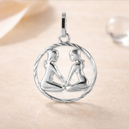 Sternzeichen Anhänger Damen 925 Sterling Silber rhodiniert 15mm - optional 45cm Kette